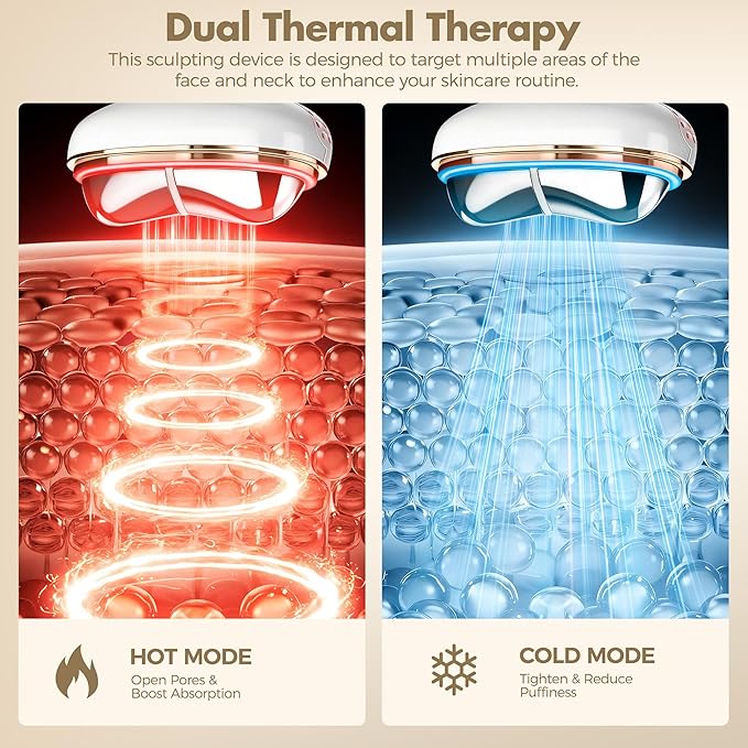Heating Facial Massager for Neck and Face Electric Gua Sha Cold Face Depuffer to Shaping and Reduce Swelling Improves Skin Elasticity