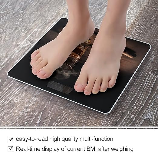 Cigar Whiskey Bathroom Scale Large LCD Backlight Display Digital Scale Rounded Corners Body Scales Automatic Power On/Off Bathroom Scales for Home Bedrooms