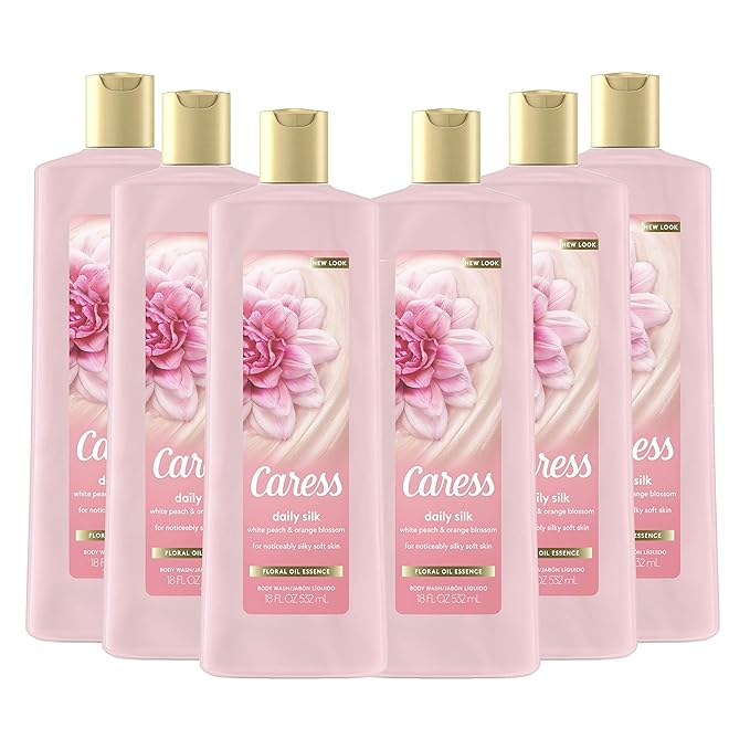 Caress Hydrating Body Wash For Noticeably Silky Soft Skin Daily Silk Extract &amp Floral Oil Essence 18 oz Pack of 6 pink