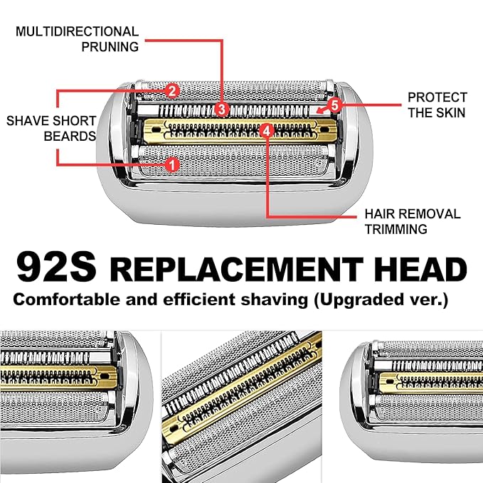 2packs 92S Electric Replacement Shaver Head Series 9 Accessories Shaver Compatible with Braun Series 9 Electric Razors 9290cc 9291cc 9370cc 9293s 9385cc 9390cc 9330s 9296cc (Upgraded ver.)