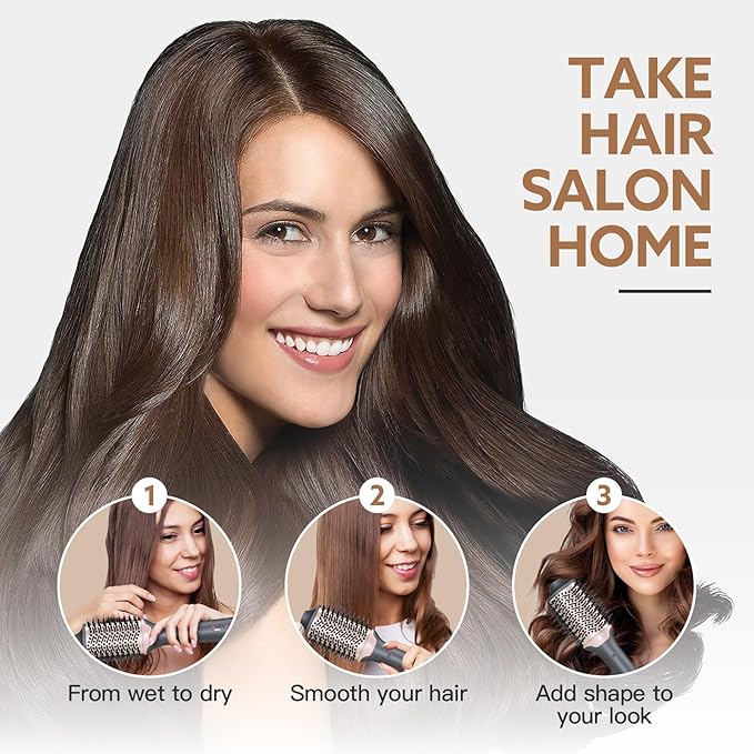 Blow Dryer Brush Hair Dryer | One-Step Hot Air Brush with Oval Volumizer High-Speed Hair Styler with Negative Ions for Drying &amp Smoothing &amp Volumizing for All Hair Types 110000 RPM