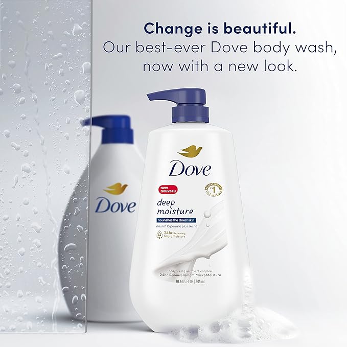 Dove Body Wash Deep Moisture Sensitive Skin Cucumber and Green Tea Shea Butter and Vanilla Collection with Pump Deep Moisture 30.6 oz Moisturizing Skin Cleansers