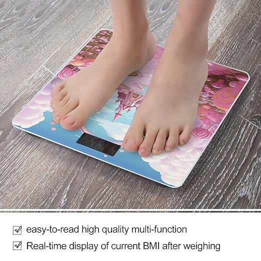 Candy Bathroom Scale Large LCD Backlight Display Digital Scale Rounded Corners Body Scales Automatic Power On/Off Bathroom Scales for Home Bedrooms