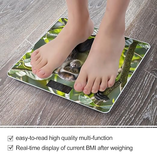 Monkey Scale for Body Weight Highly Accurate Digital Bathroom Body Scale Digital Bathroom Scales for People Anti-Slip Large LCD Display Smart Scales
