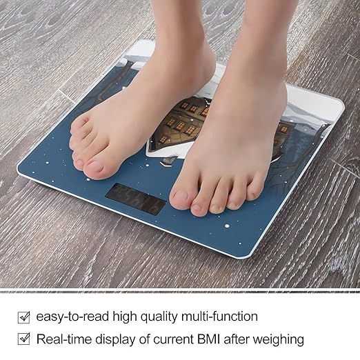 Winter House Bathroom Scale for Body Weight Bathroom Weighing Scale with Backlit LCD Display Highly Accurate Measures Weight Up to 180kg