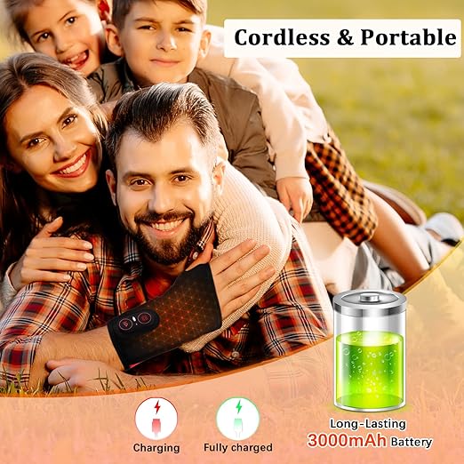 Cordless Wrist Heating Pad Vibration Massage Heated Wrist Brace Rechargeable Hand Heating Pad Wrist Wrap for Carpal Tunnel Relief Left Right Hand Pain Relief for Women Men 3 Heat Vibration Levels