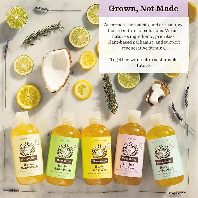 Herbal Body Wash Lavender by Moon Valley All Natural Ingredients No Parabens Vegan Moisturizing Essential Oils Two Pack