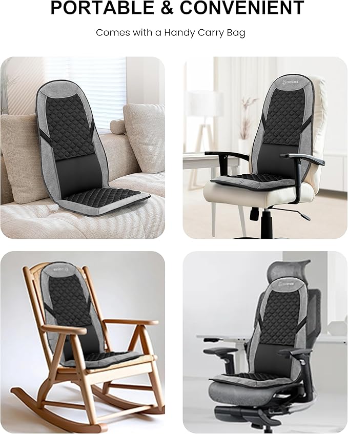 COMFIER Back Massager with HeatMassage Chair PadMassage Seat Cushion with Adjustable Lumbar SupportBack Massage for Pain ReliefChair Massager for ReclinerGifts for Women Men Mom Dad