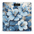 Blue Hibiscus Flower Bathroom Scale for Body Weight LCD Display Digital Bathroom Scale Tempered Glass Bathroom Weight Scales Fashion Smart Scales for Home Bedroom 400 Lb