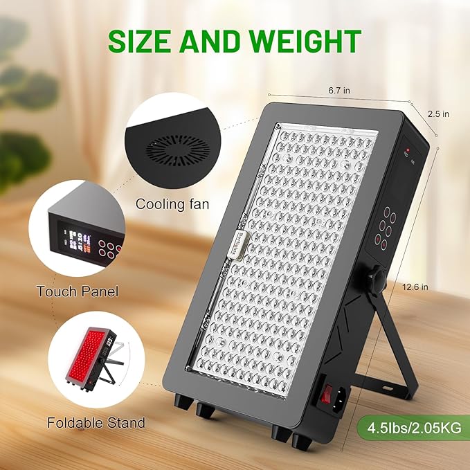 Red Light Lamp with Protective Glasses 100W Near Infrared Light 660nm 850nm High Power Panel 7 Time Settings 5 Brightness 3 Light Modes