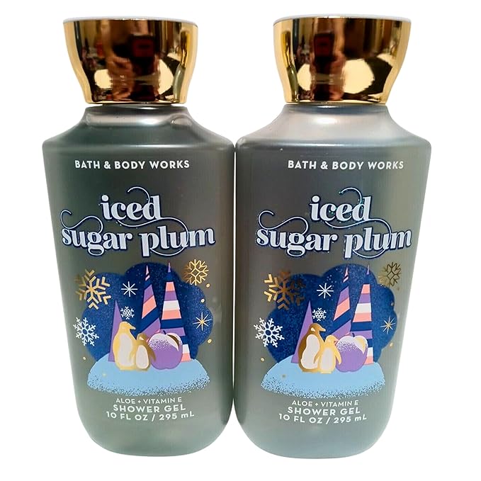 Bath &amp Body Works Shea + Vitamin E Shower Gel Set of 2 10oz Each (Iced Sugar Plum)