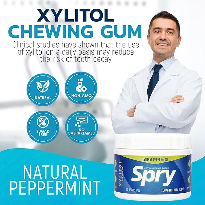 Spry Total Dental Health Kit All Day Oral Care and Gum Health Kit Including Xylitol Sugar Free Gum Candy Mints Oral Rinse and Spearmint Toothpaste