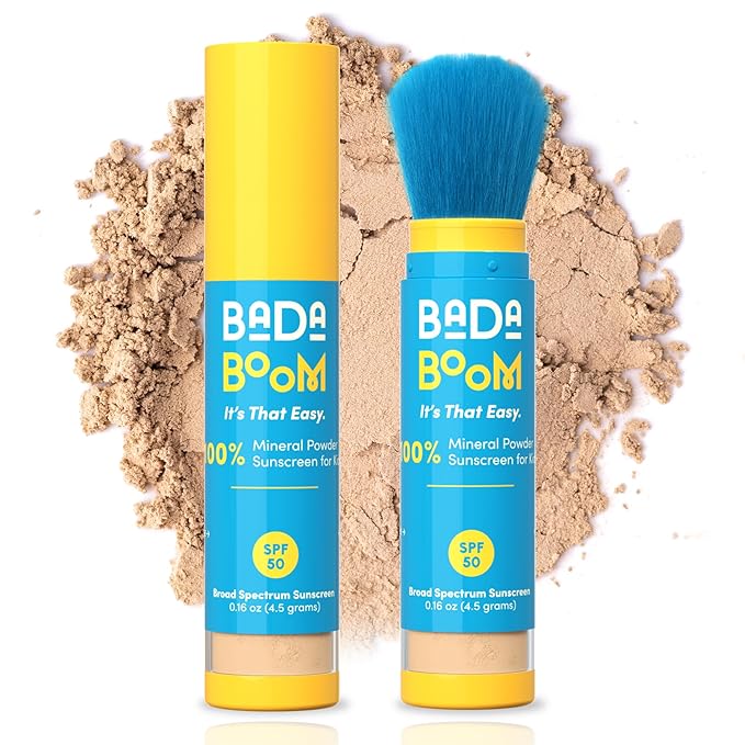 Bada Boom Mineral Translucent Sunscreen Powder Brush on SPF 50 for Kids and Sensitive Skin