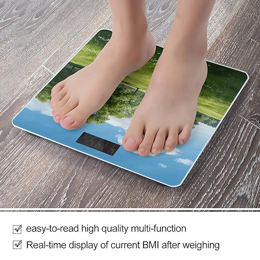 Meadow Green Smart Scale for Body Weight Digital Bathroom Scale Toughened Glass Weight Scale with Large LCD Backlight Display High Precision Scales Weighing Machine