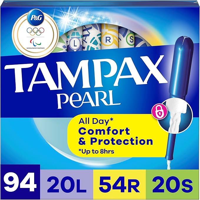 Tampax Pearl Tampons for Women Multipack with LeakGuard Braid Light/Regular/Super Absorbency Unscented 94 Count (2 Packs of 47) (Packaging May Vary)