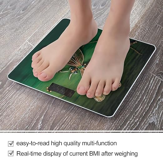 Jewel DragonflyScale for Body Weight with LCD High Precision Weighing Scales Fashion Sturdy Tempered Glass Weight Scales Easy-to-Read Digital Bathroom Scale for Daily 400lb