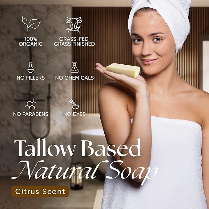 Eat My Face 2 Beef Tallow Sunscreens SPF 30 &amp 2 Beef Tallow Soaps Bundle Organic Sunscreen for Face with Non Nano Zinc Oxide Citrus Bergamot Soap Bar Moisturizing Handmade Tallow Soap