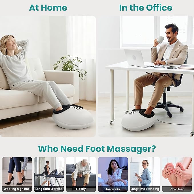 Nekteck Shiatsu Foot Massager Machine with Soothing Heat FSA Eligible Air Compression Deep Kneading Therapy HSA Massage Tools Improve Blood Circulation Foot Wellness Fits Size Up to US 13