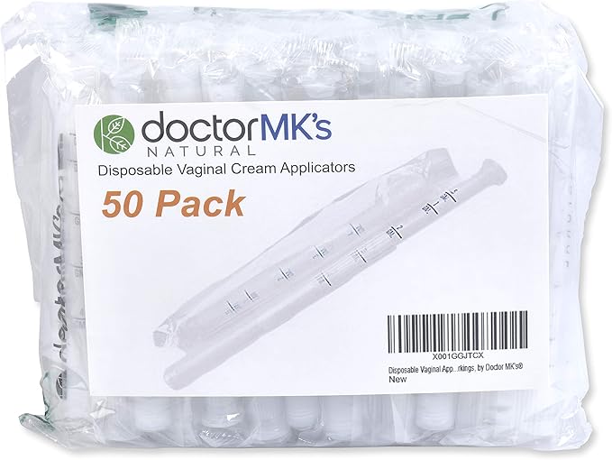 Vaginal Applicators (50-Pack) Fits Premarin Estrace Contraceptive Gels and Many More Creams Individually Wrapped Disposable Applicator Dosage Marked by Doctor MK's®