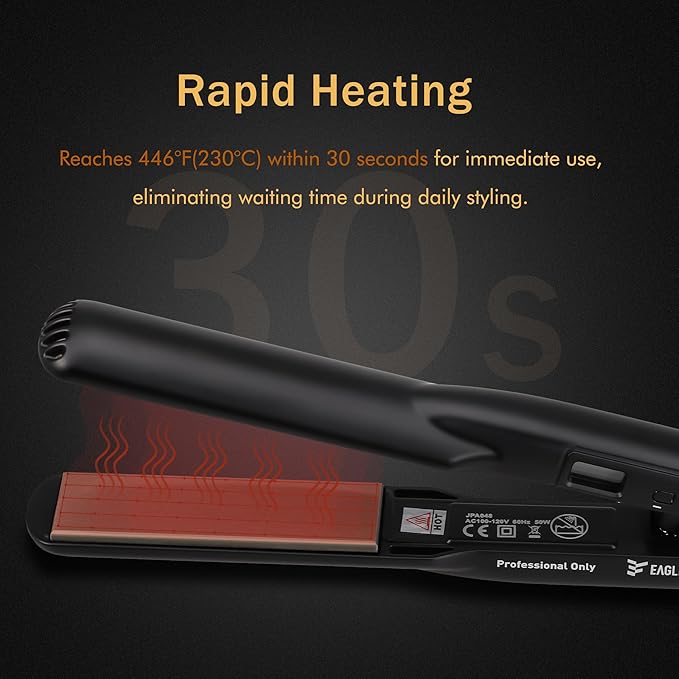 Eagle Fortress Flat Iron Hair Straightener for Women Hair Crimper 1 Inch with Ceramic Coating Digital Display 3 Temp Settings