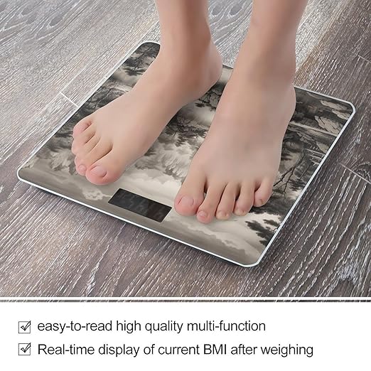 Black and White Landscape Scale for Body Weight Accurate Digital Bathroom Scale Toughened Glass High Precision Scales Smart Weight Scales with Large LCD Backlight Display Weighing Machine