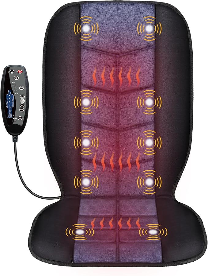 CILI Massage Chair PadBack Massager with HeatMassage Seat Cushion with 10 Vibration Motors30-60-90 Minutes Heating OptionsChair Massager for Office Chair Home Office Use