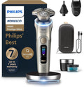 Philips Norelco Shaver i9000 Prestige Ultra Wet &amp Dry Electric Shaver White Gold SenseIQ Pro Technology Triple Lift &amp Cut System 360 Rotating NanoTech Precision Blades Beard Styler XP94