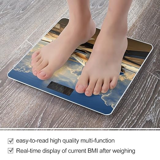 Private Plane Bathroom Scale for Body Weight Bathroom Weighing Scale with Backlit LCD Display Highly Accurate Measures Weight Up to 180kg