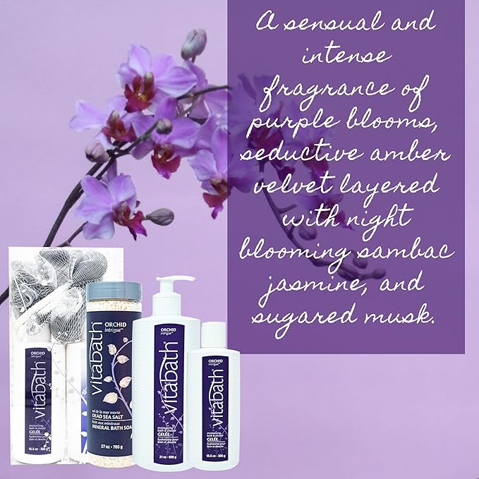Vitabath Orchid Intrigue Moisturizing Bath &amp Shower Gel Wash Alluring Botanical Skin-Softening Hydrating &amp Soothing Skincare Body Cleanser &amp Foaming Gelee Bath - Cruelty-Free - 21 oz