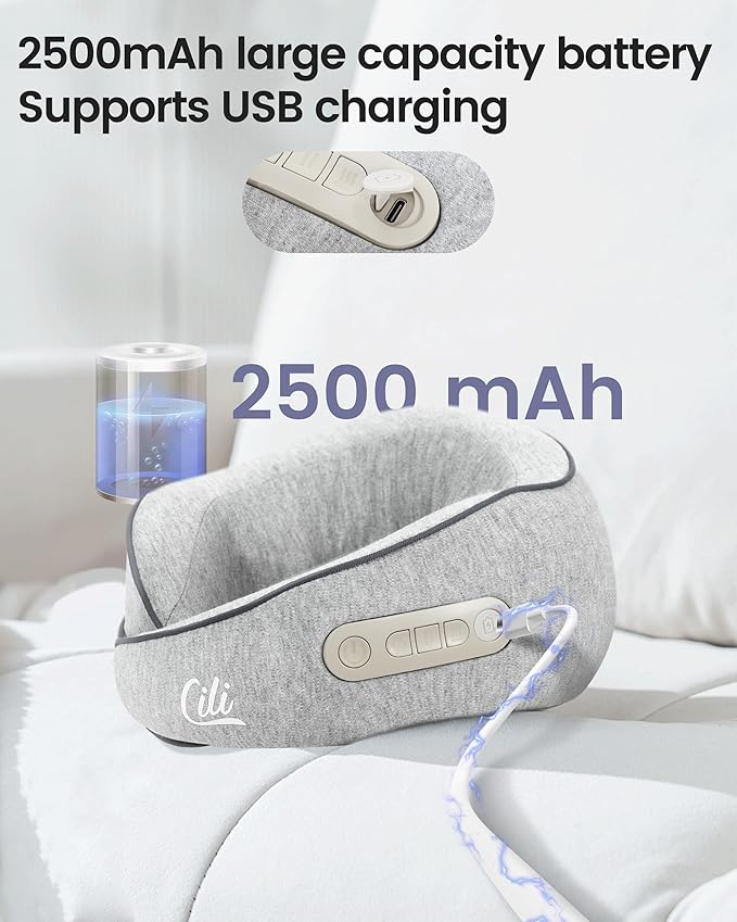 CILI Cordless Neck Massager Pillow with Heat Shiatsu Neck Massager for Pain Relief Deep TissueHeated Massage Pillow for Travel3 Adjustable IntensityGifts for Women Men Mom Dad