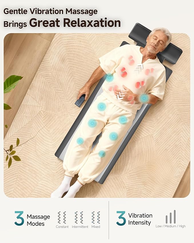 Snailax Shiatsu Back Massage Mat with Heat Vibration Full Body Massage Mat for Sofa ReclinerBed Deep Kneading Back Massage Pad with Foldable &amp Flexible Pillow Mother's Day Gifts for Women Wif