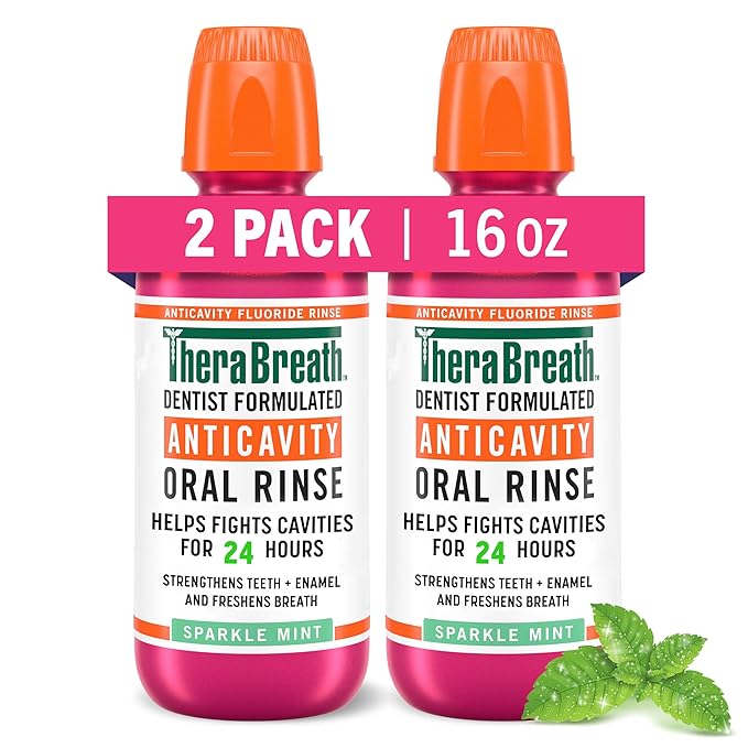 TheraBreath Dentist-Formulated Bad Breath and Cavity Protection Oral Rinse Bundle (6-Pack 3 Ounce ICY Mint and 2-Pack 16 Ounce Sparkle Mint)
