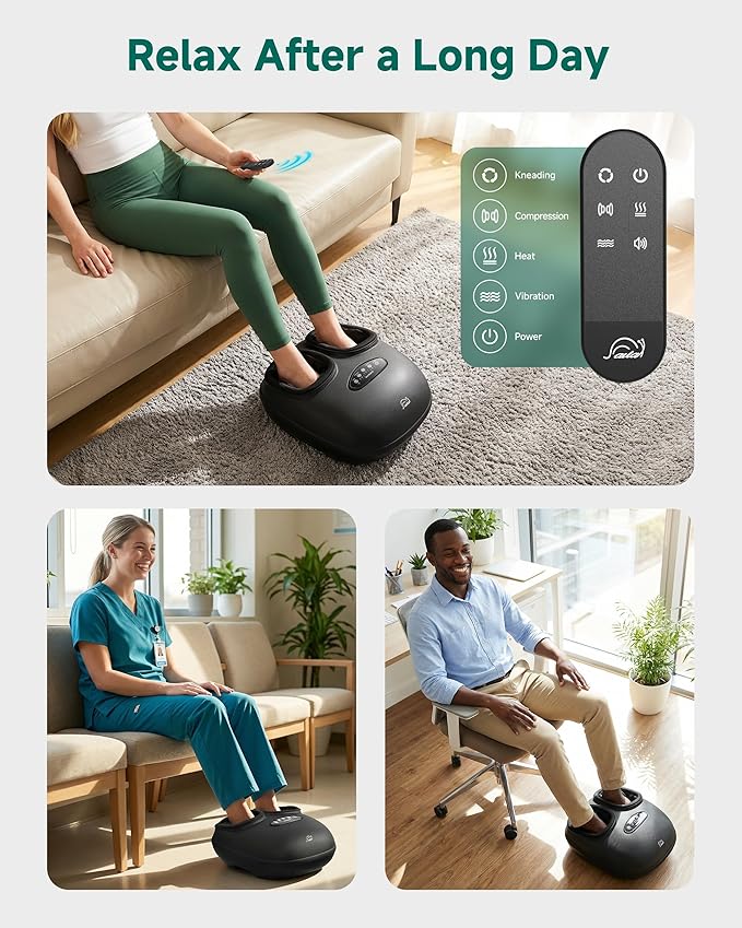 Snailax Shiatsu Foot Massager with Heat Deep Kneading Compression Vibration Electric Feet Massage Machine for Plantar FasciitisNeuropathyFoot WarmerRemote ControlSize 13Mother's Day Gifts