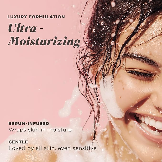 Caress Creamy Vanilla Blossom Moisturizing Body Wash with Pump Serum-Infused Formula with Niacinamide Sweet Musky Long Lasting Fragrance Dermatologist Tested 20 fl oz (4 Pack)
