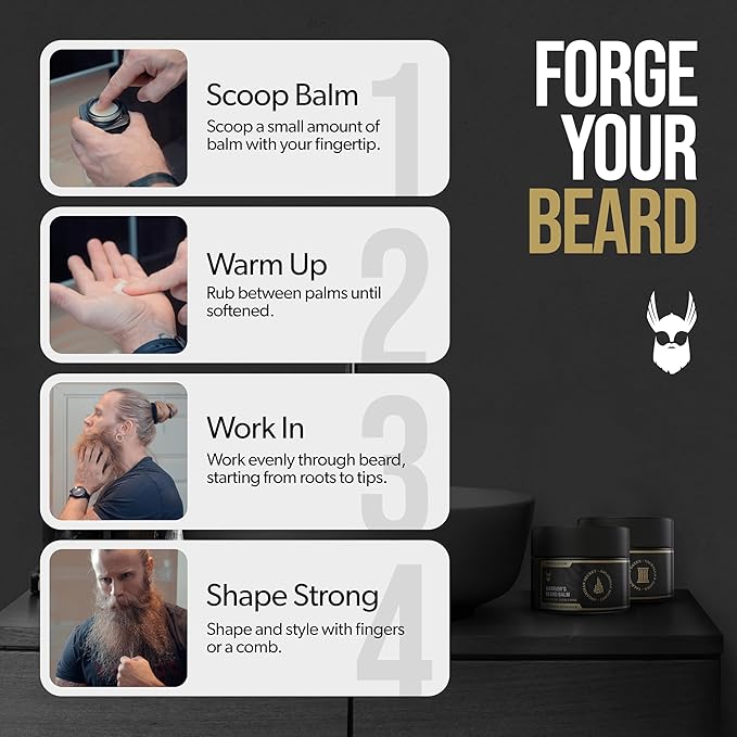 The Beard Struggle Warrior’s Beard Balm - Gold Collection Asgardian Secret - Non-Greasy Low-Hold Formula Luxurious Cologne-Grade Fragrances 100% Natural and Plant-Based Ingredients - 50g