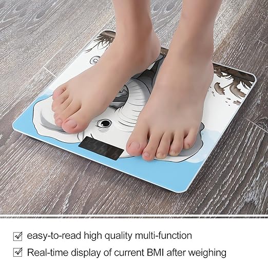 White Elephant Weight Scale Large Bathroom Scales Digital Weight with Bright LED Display Non Slip Automatic Weighing Scale Fashion Weighing Machine for Body