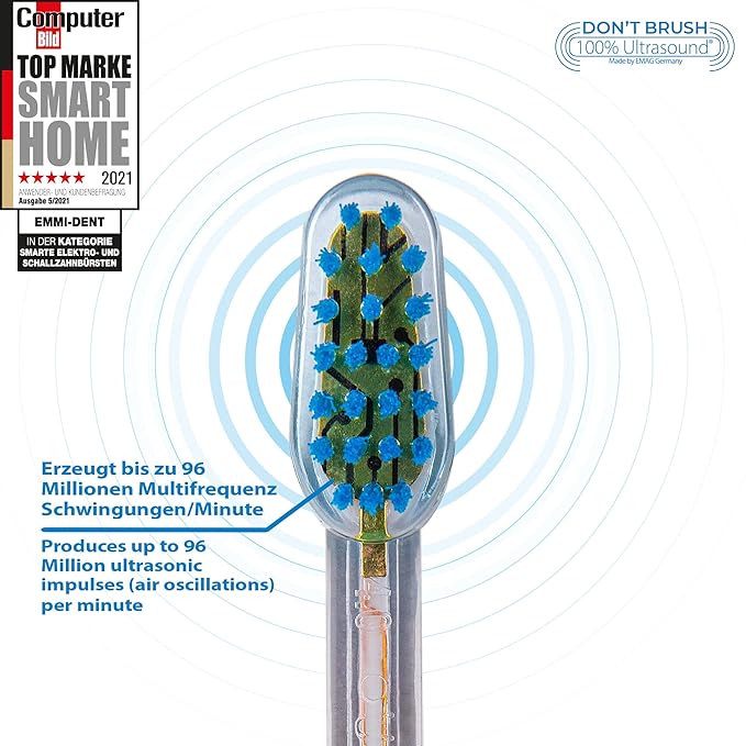 Emmi-dent Electric Toothbrush Set - Carbon Edition. 100% Ultrasound Technology removes Harmful Plaque Without Abrasive Brushing. Ideal for Sensitive Teeth &amp Gums. Includes Nano-Bubble Toothpaste.