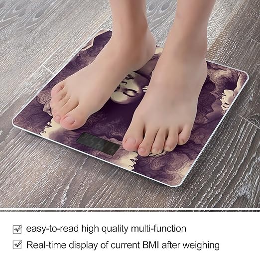 African Hair Black Women Scale for Body Weight Highly Accurate Digital Bathroom Scale Sturdy Tempered Glass Weighing Scales with LCD Display Fashion Body Fat Smart Scales 400lb