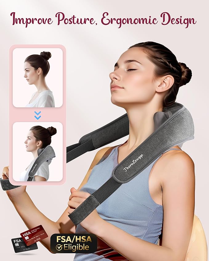 Cordless Neck Massager with Heat - FSA Eligible HSA Neck Shoulder Massager for Pain Relief Deep Tissue6D Deep Kneading Shiatsu Back Massage Gifts for Fathers Men Women