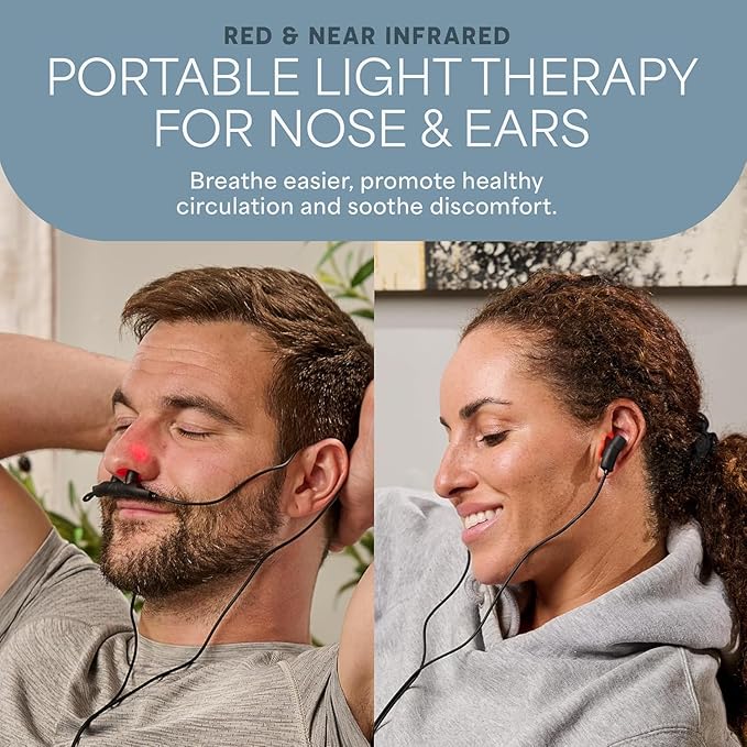 Lifepro Red Light Therapy Device for Nose &amp Ears Rechargeable Near Infrared Nasal Therapy for Sinus and Ear Pain Relief Effective Red Light Solution for Sinuses Compact and Portable Therapy Too