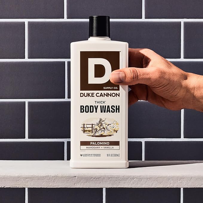 Duke Cannon Supply Co. Thick High Viscosity Body Wash – 3X Thicker Cleansing Shower and Bath Gel Mineral-Enriched for Men – Shower Gel – Men’s Body Scrub – Palomino 3 pack –18 oz