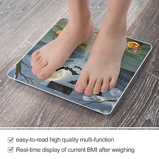 Moonlight Bat Night Bathroom Scale for Body Weight Bathroom Weighing Scales with Back Lit LED Display Sturdy Tempered Glass Body Weight Bathroom Scale 400lb Weighing