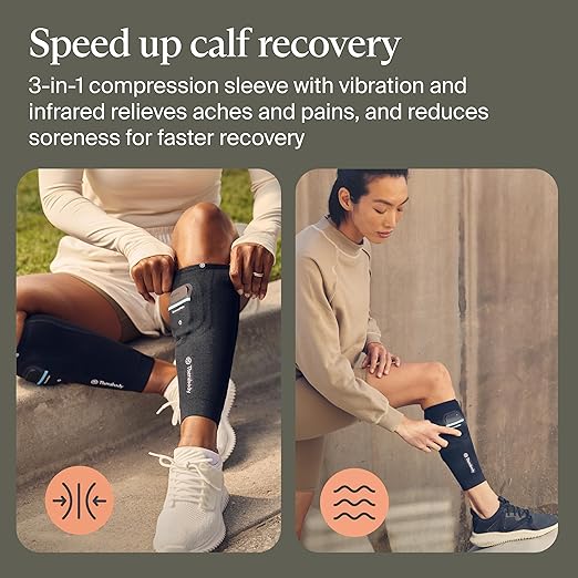 Therabody RecoveryPulse Calf - Compression and Vibration Sleeve for On The Go Relief Reduce Soreness and Pain in Lower Legs Increase Flexibility (Extra Extra Large)