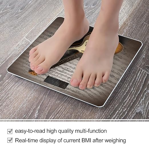 Note Guitar Bathroom Scale Large LCD Backlight Display Digital Scale Rounded Corners Body Scales Automatic Power On/Off Bathroom Scales for Home Bedrooms