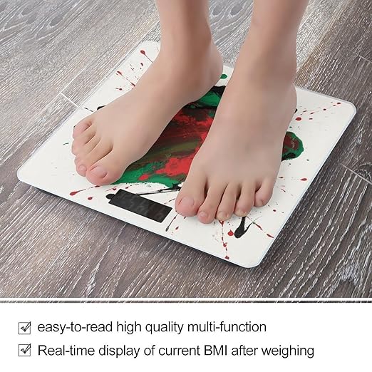 Colorful Paint Splatter Art Bathroom Scale for Body Weight LCD Display Digital Bathroom Scale Tempered Glass Bathroom Weight Scales Fashion Smart Scales for Home Bedroom 400 Lb