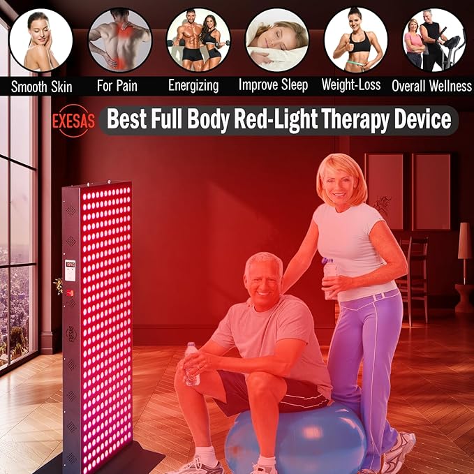 Red Light Therapy Device for Full Body 630nm 660nm 810nm &amp 850nm Near Infrared Dual-Chip Clinical Grade LED Panel for Smooth Skin Weight Pain and Overall Wellness (324LED)