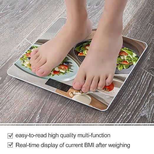 Delicious Salad Bathroom Scale for Body Weight Bathroom Weighing Scales with Back Lit LED Display Sturdy Tempered Glass Body Weight Bathroom Scale 400lb Weighing