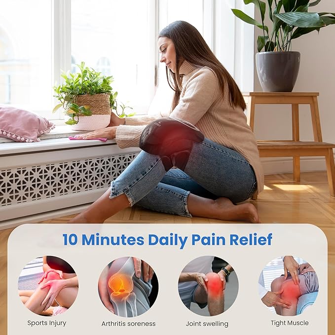 Knee Massager with Heat - Heating and Vibrating Knee Massager for Arthritis Stretched Ligament Joints and Muscles Injuries - [2025 Upgraded] Gifts for Elderly Dad Mom