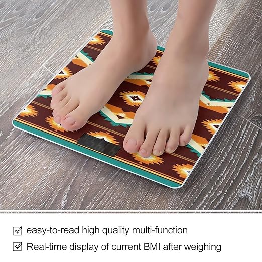 Men's Smart Scale for Body Weight Digital Bathroom Weighing Scale Automatic Switch Energy Saving Scale Tribal Navajo Indiana Western Southwest Ethnic