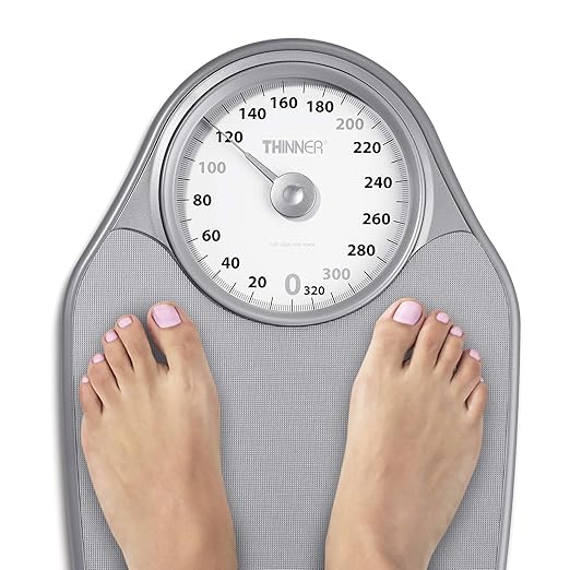Thinner by Conair Bathroom Scale for Body Weight Extra-Large Analog Scale Measures Weight Up to 330 Lbs. in Silver